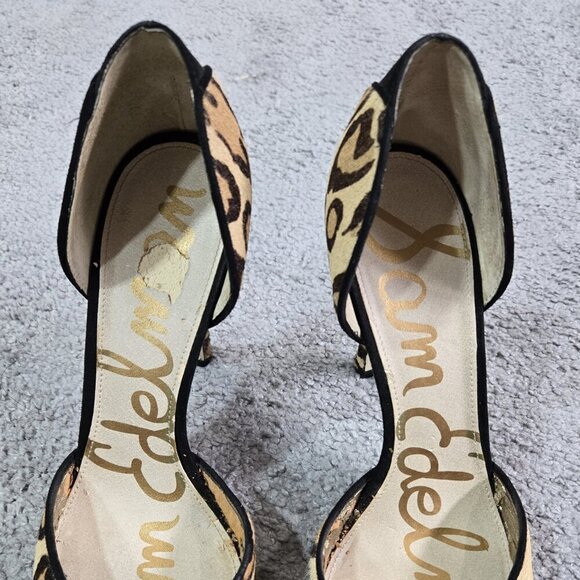 Sam Edelman Delilah Genuine Calf Hair Leopard Print D'Orsay Pointed Toe Pumps - Picture 3 of 12